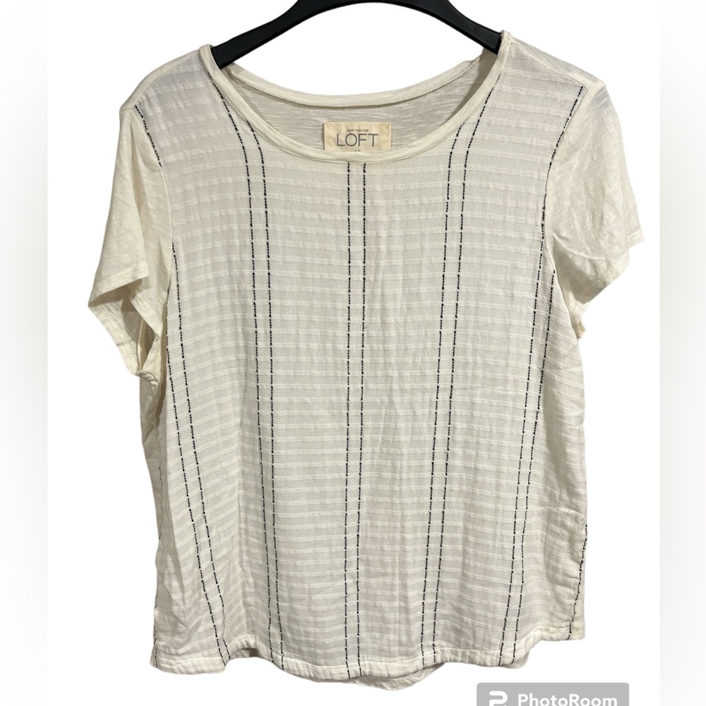 LOFT Cream Short Sleeve Tee